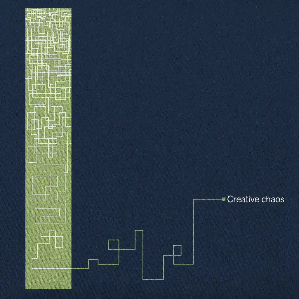 Design of Creative chaos displaying abstract drawing.