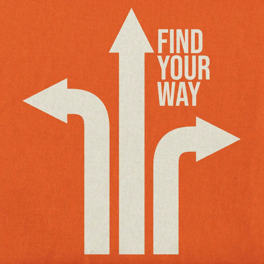 Design of Find your way displaying monocolor illustration with typographic element.