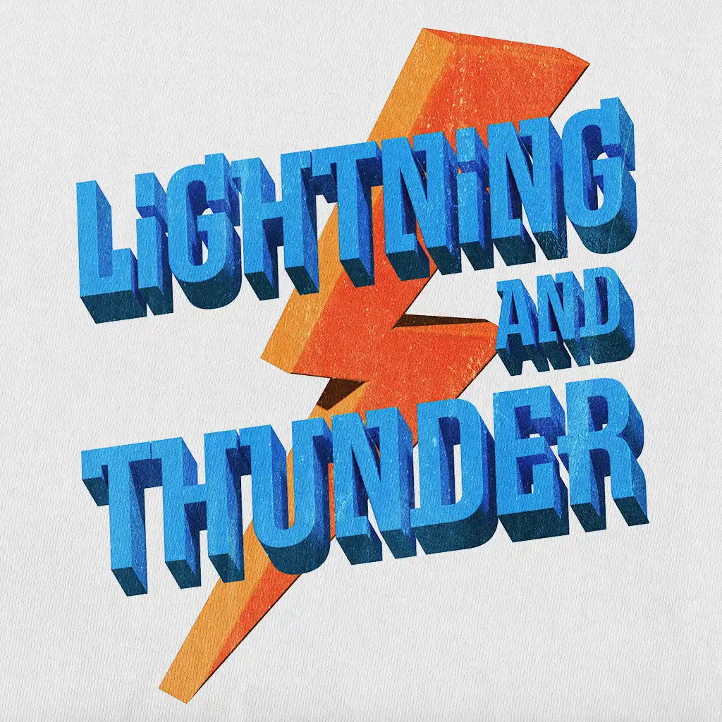 Design of Lightning and thunder displaying textured typography 3d photorealistic design.