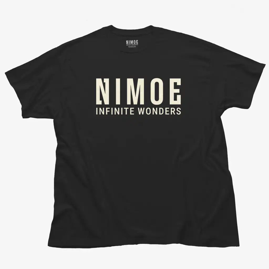 Nimoe N.00 unisex classic t-shirt in black color displaying Nimoe logo design.