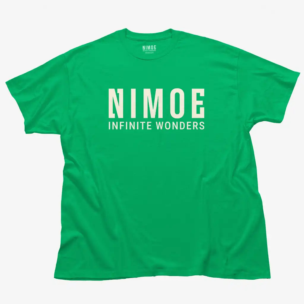 Nimoe N.00 unisex classic t-shirt in irish green color displaying Nimoe logo design.