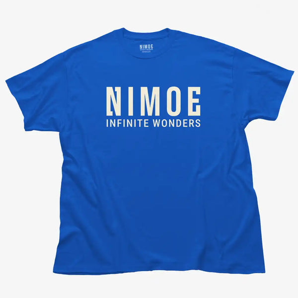 Nimoe N.00 unisex classic t-shirt in royal color displaying Nimoe logo design.