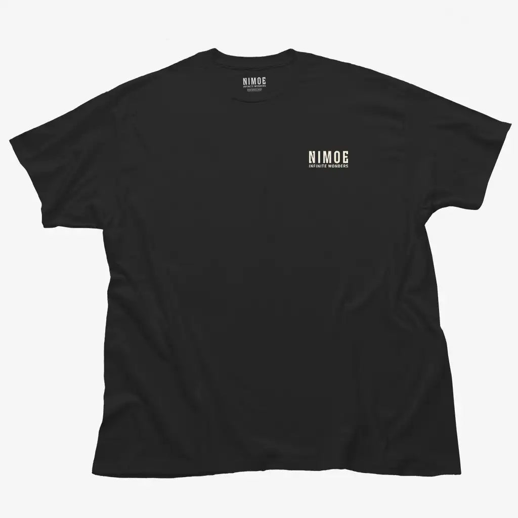 Nimoe N.01 unisex classic t-shirt in black color displaying Nimoe logo design.