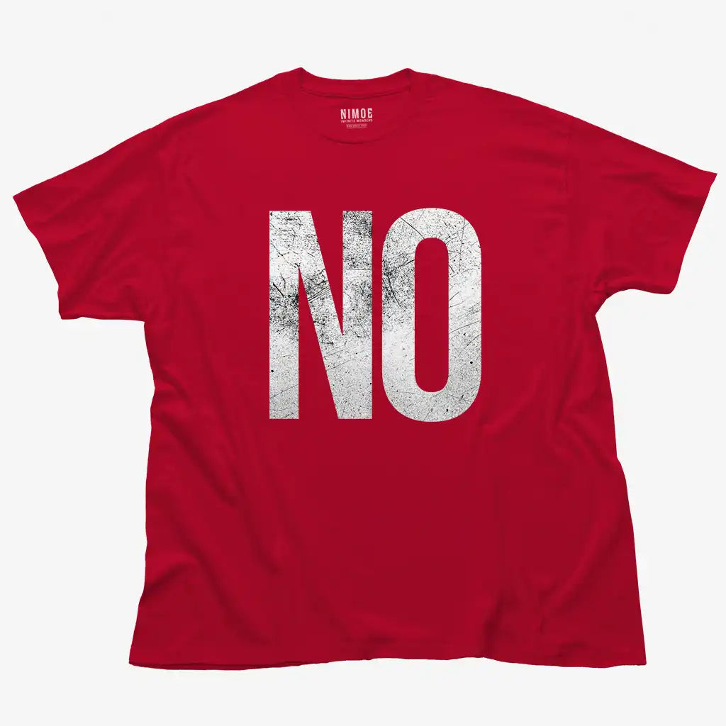 No unisex classic t-shirt in cardinal color displaying typography design textured typography design.