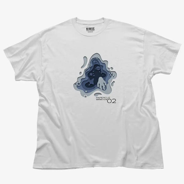 Papercut N.02 unisex classic t-shirt in white color displaying papercut illustration design.