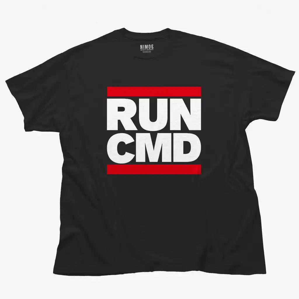 Run cmd unisex classic t-shirt in black color displaying typography design.