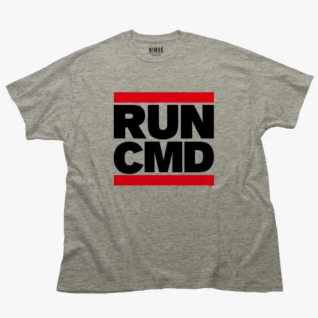 Run cmd unisex classic t-shirt in sport gray color displaying typography design.