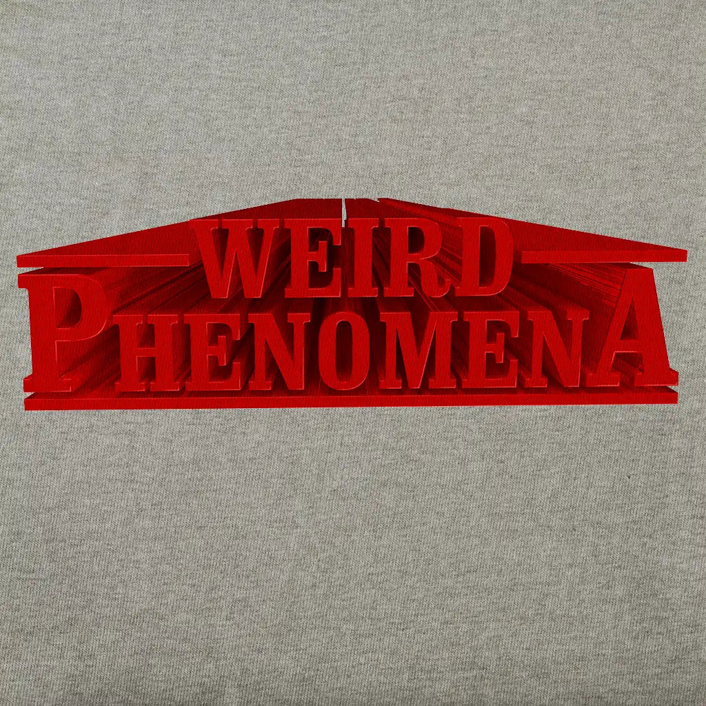 Design of Weird phenomena displaying typography 3d photorealistic design.